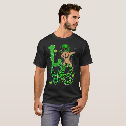 Dabbing Yorkie Dog LOVE Shamrock St Patrick's Day T-shirt (Voorkant volledig)