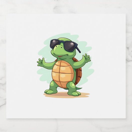 Dabbing Zee Turtle Dierenvriend Save the Turtles T Sparkling Wijnetiket (Enkel label)