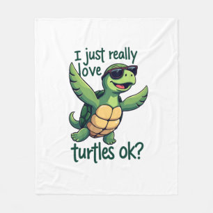 Dabbing Zee Turtle Ik hou gewoon echt van Turtles Fleece Deken