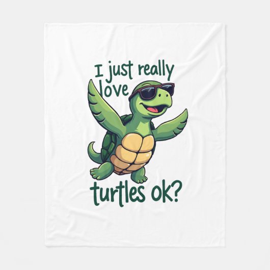 Dabbing Zee Turtle Ik hou gewoon echt van Turtles Fleece Deken (Voorkant)