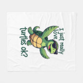 Dabbing Zee Turtle Ik hou gewoon echt van Turtles Fleece Deken (Voorkant (Horizontaal))