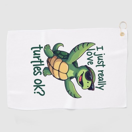 Dabbing Zee Turtle Ik hou gewoon echt van Turtles Golfhanddoek (Horizontaal)