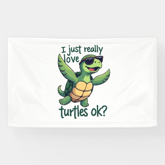 Dabbing Zee Turtle Ik hou gewoon echt van Turtles Spandoek (Horizontaal)
