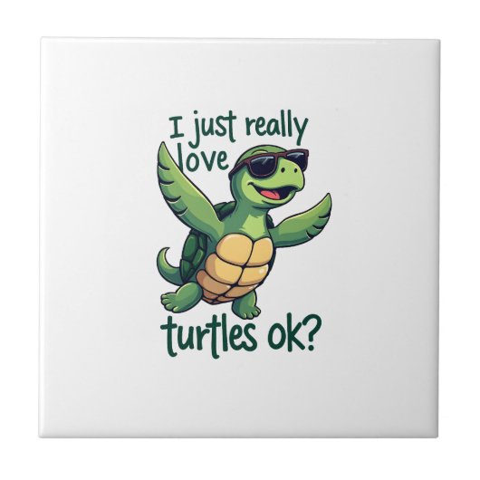 Dabbing Zeeschildpad Ik Hou Gewoon Echt Van Schild Tegeltje (Voorkant)