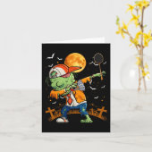 Dabbing Zombie Playing Badminton Halloween Badmint Kaart (Gele Bloem)