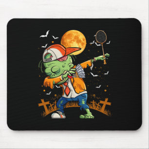 Dabbing Zombie Playing Badminton Halloween Badmint Muismat