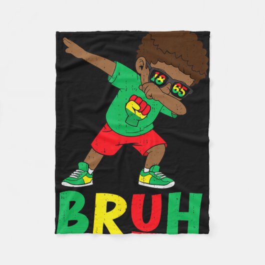 Dabbing Zwarte Jongens Juneteenth Bruh Vrijheid 18 Fleece Deken (Voorkant)