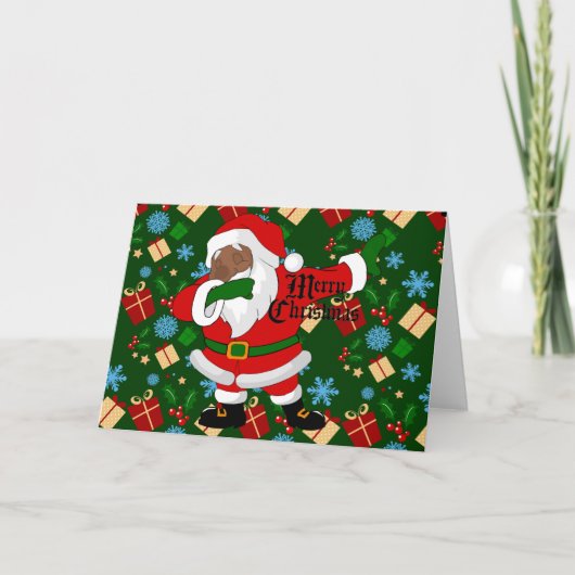 dabbing zwarte kerstman feestdagen kaart (Voorkant)