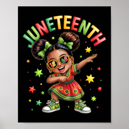 Dabbing Zwarte Meisjes Melanine Juneteenth Afrika  Poster (Voorkant)