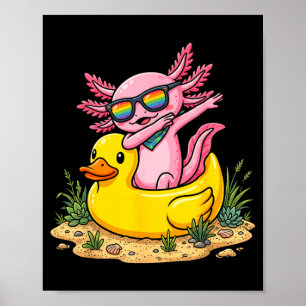 Dabende Axolotl Rubber Eend Grappige Zomer Vakanti Poster