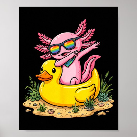Dabende Axolotl Rubber Eend Grappige Zomer Vakanti Poster (Voorkant)