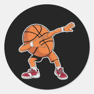 Dabende Basketbal Bal Grappige Sportspeler  Ronde Sticker