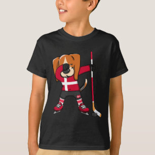 Dabende Beagle Denemarken IJshockeyliefhebbers Jer T-shirt