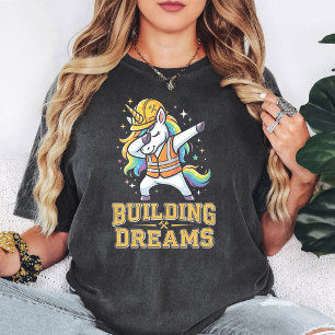Dabende Bouw Eenhoorn Bouwt Dromen T-shirt
