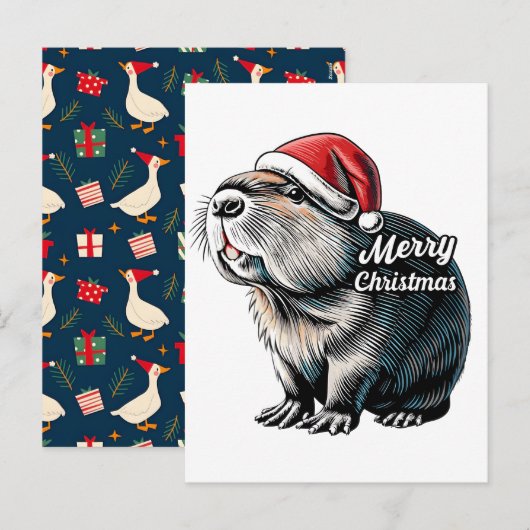 Dabende Capybara Kerstman – Grappige Feestdagen (Voorkant / Achterkant)