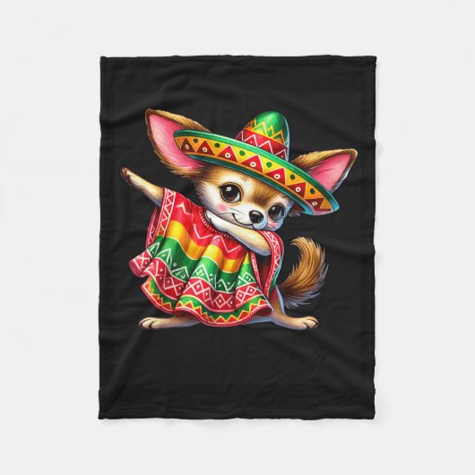 Dabende Chihuahua Cinco De Mayo Mexicaanse Kindere Fleece Deken (Voorkant)