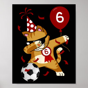 Dabende Coole Kat Voetbal Voetbal 5e Verjaardag  Poster