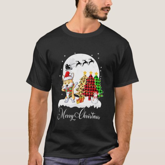 Dabende Corgi Dab Hond Kerstboom Kerstmis T-shirt (Voorkant)