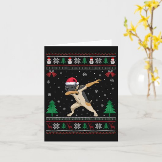 Dabende Duitse Kortharige Pointer Hond Kerstman Ho Kaart (Gele Bloem)