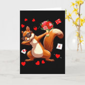 Dabende eekhoorn met bloemen Valentijnsdag H Kaart (Gele Bloem)