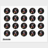 Dabende geraamtepiraat ronde sticker (Vel)