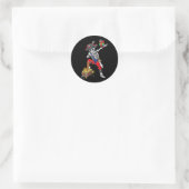 Dabende geraamtepiraat ronde sticker (Tas)
