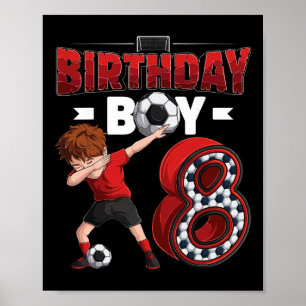 Dabende jongen 8-jarige voetballer 8e verjaardag poster