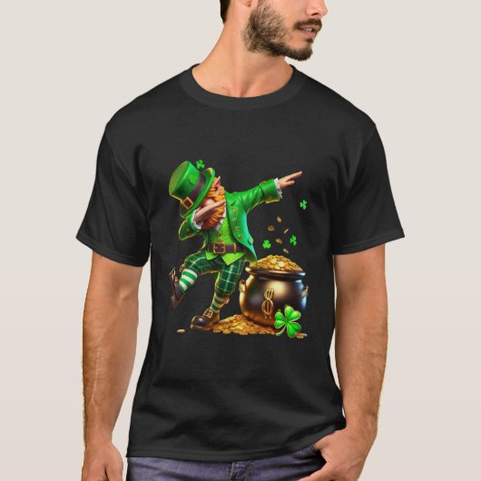 Dabende Kabouter St. Patrick's Dag Pot met Goud T-shirt (Voorkant)