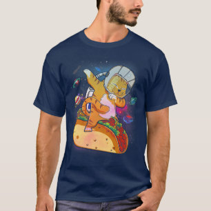 Dabende Kat Astronaut In De Ruimte Rijdt Taco T-shirt