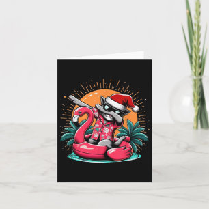 Dabende Kat Kerstmis In Juli Hawaiaanse Flamingo X Kaart