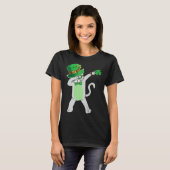Dabende Kat Leprechaun Kat Shamrock St. Patrick's T-shirt (Voorkant volledig)