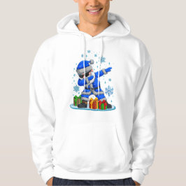 Dabende Kerstman - Blauwe en Zilveren Sneeuwvlok K Hoodie