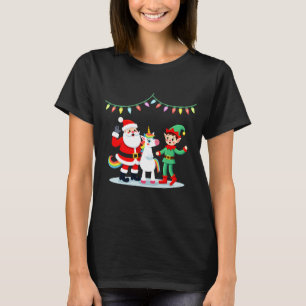 Dabende Kerstman Elf Eenhoorn Kerst Kinderen Jonge T-shirt