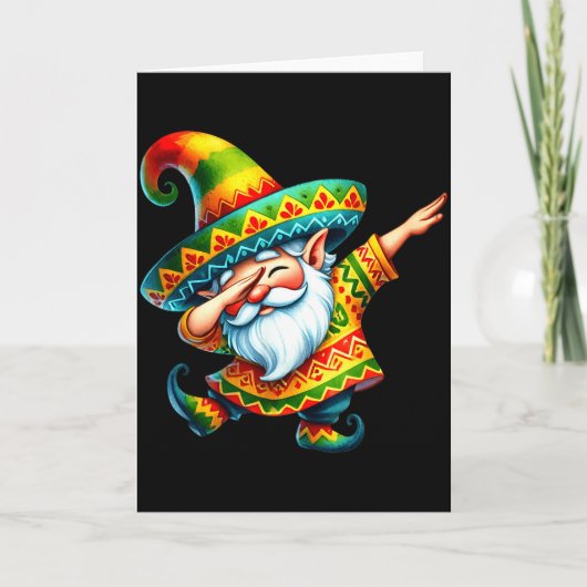 Dabende Mexicaanse Gnome Hoed Cinco De Mayo Feest Kaart (Voorkant)
