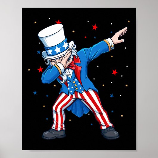 Dabende Oom Sam 4 juli Kinderen Jongens Mannen Poster (Voorkant)
