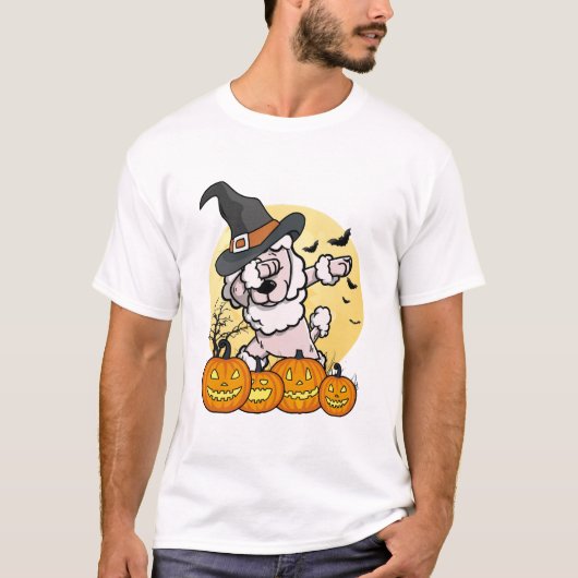 Dabende Poodle Halloween T-shirt (Voorkant)