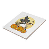 Dabende Pug Halloween Tegeltje (Zijkant)