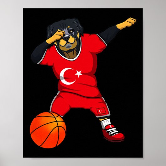 Dabende Rottweiler Turkije Jersey Turkse Sketll Fa Poster (Voorkant)