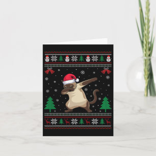 Dabende Siamese Kat Kerstman Hoed Jongens Meisjes Kaart