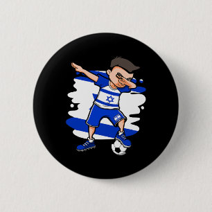 Dabende Voetbaljongen - Israël Tenue Israëlische V Ronde Button 5,7 Cm
