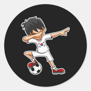 Dabende Voetbaljongen Zuid-Korea Truitje, Koreaans Ronde Sticker