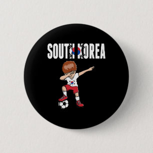 Dabende Voetbaljongen Zuid-Korea Voetbalfan Jersey Ronde Button 5,7 Cm