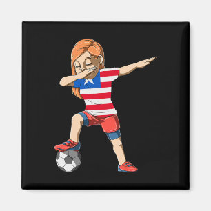Dabende Voetbalmeisje Liberia Jersey Liberiaans Magneet