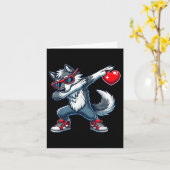 Dabende Wolf Met Hart Valentijnsdag Peuter Kind Kaart (Gele Bloem)