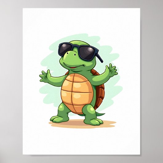 Dabende zeeschildpad dierenvriend Red de schildpad Poster (Voorkant)