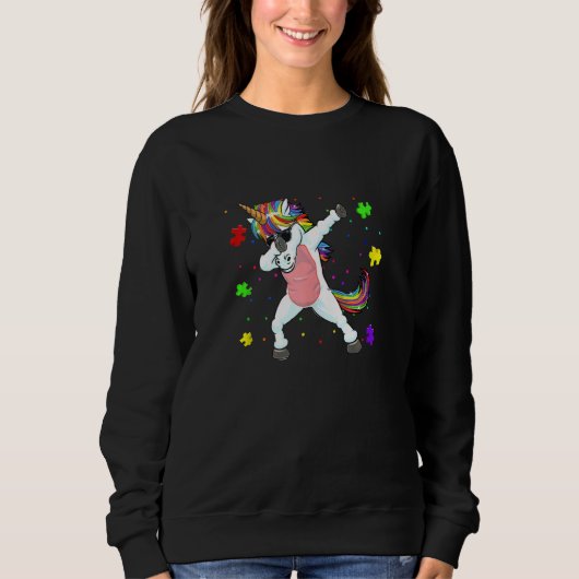 Dablet Unicorn Autism Awareness Puzzle Pieces Tan Trui (Voorkant)