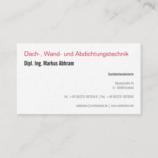 Dachdecker Visitenkarte Visitekaartje (Voorkant)
