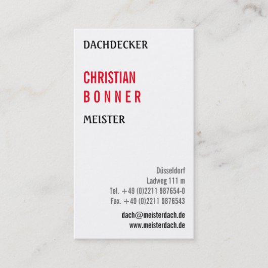 Dachdecker Visitenkarten Visitekaartje (Voorkant)