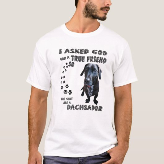 Dachsador Quote mam, Weinerdor Dad, Dachshund Lab T-shirt (Voorkant)