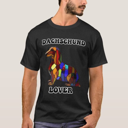 Dachschund-Glas in lood-effect T-shirt (Voorkant)